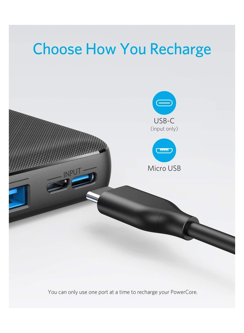 Anker - 20000 mAh Power Bank, 325 Portable Charger (PowerCore Essential 20K) Battery Pack with High-Speed PowerIQ Technology and USB-C (Input Only) for iPhone, Samsung Galaxy, and More Black - Image 1