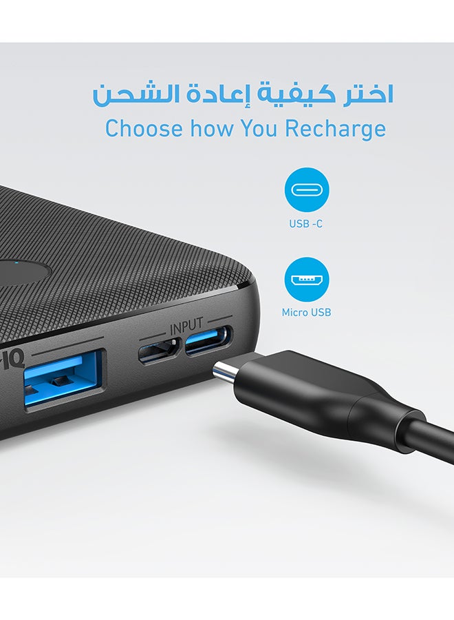بنك طاقة بقدرة 20000 مللي أمبير في الساعة، وشاحن محمول 325 (PowerCore Essential 20K) مع تقنية PowerIQ عالية السرعة ومنفذ USB-C (الإدخال فقط) لأجهزة iPhone وSamsung Galaxy والمزيد باللون الأسود 20000 mAh