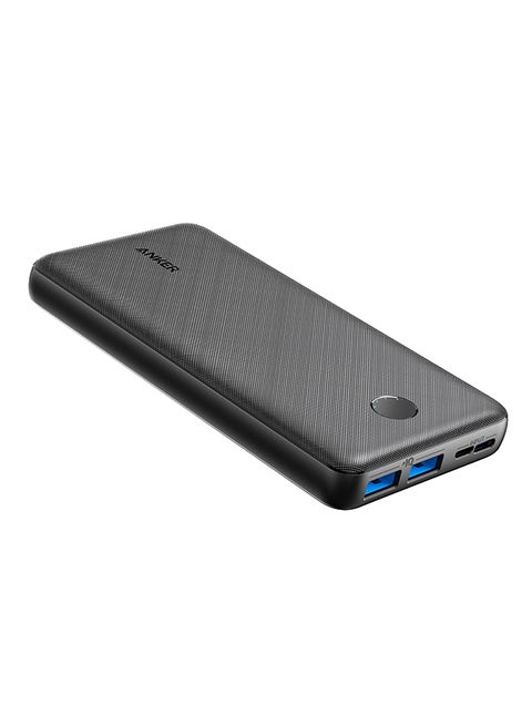 20000 mAh Portable Charger, 325 Power Bank (PowerCore Essential 20K), 20K Battery Pack with 15W Charging, PowerIQ, 2 USB-A, 1 Micro USB, 1 Input and Output USB-C Ports for iPhone Series, AirPods, and More Black