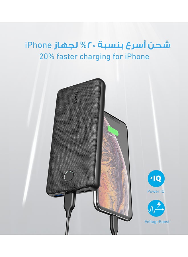 بنك طاقة بقدرة 20000 مللي أمبير في الساعة، وشاحن محمول 325 (PowerCore Essential 20K) مع تقنية PowerIQ عالية السرعة ومنفذ USB-C (الإدخال فقط) لأجهزة iPhone وSamsung Galaxy والمزيد باللون الأسود 20000 mAh