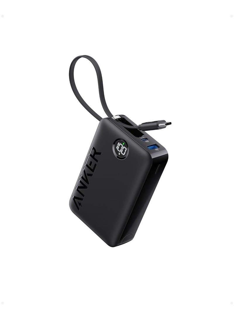 آنكر - باور بانك Anker 335 بقدرة 20000 مللي أمبير في الساعة (PowerCore 22.5W، كابل USB-C مدمج) B2C - UN Black Iteration 1 Black - Image 1