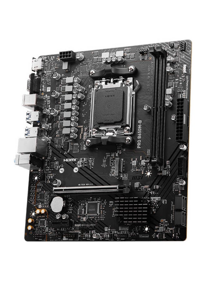 MSI - Pro B650M-B AM5 mATX AMD Motherboard, AMD B650 Chipset, 2x DDR5 Slots, 96GB Max Memory, 1x M.2 Slot, 1x PCI-E x16, 4x SATA 6G, Realtek RTL8125BG LAN,HDMI & VGA Output | 911-7E28-005 Black - Image 1