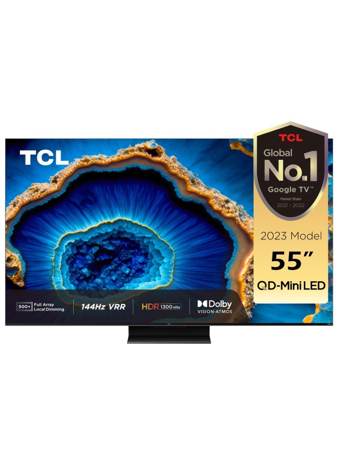 تي سي إل - تلفزيون 55 بوصة 144 هرتز صغير LED 4K ذكي 55C755 أسود إينوكس - Image 1