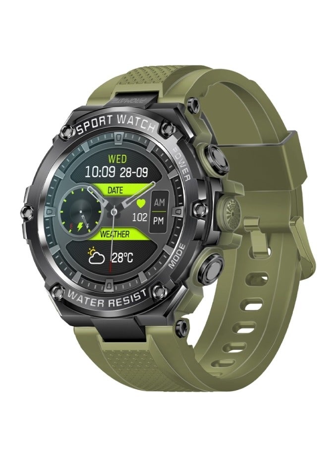 PROMATE Smart Watch, Round-Screen BT 5.1 Fitness Tracker With 1.53 Inch TFT Display, 80 Day Battery, Pentamagnetism Speaker, E-Card Quick Share And IP67 Water Resistance For iPhone 15, Galaxy S23,X Watch-R19 Midnight Green  - Image 1