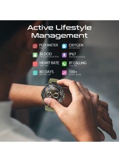 PROMATE Smart Watch, Round-Screen BT 5.1 Fitness Tracker With 1.53 Inch TFT Display, 80 Day Battery, Pentamagnetism Speaker, E-Card Quick Share And IP67 Water Resistance For iPhone 15, Galaxy S23,X Watch-R19 Midnight Green  - Image 2