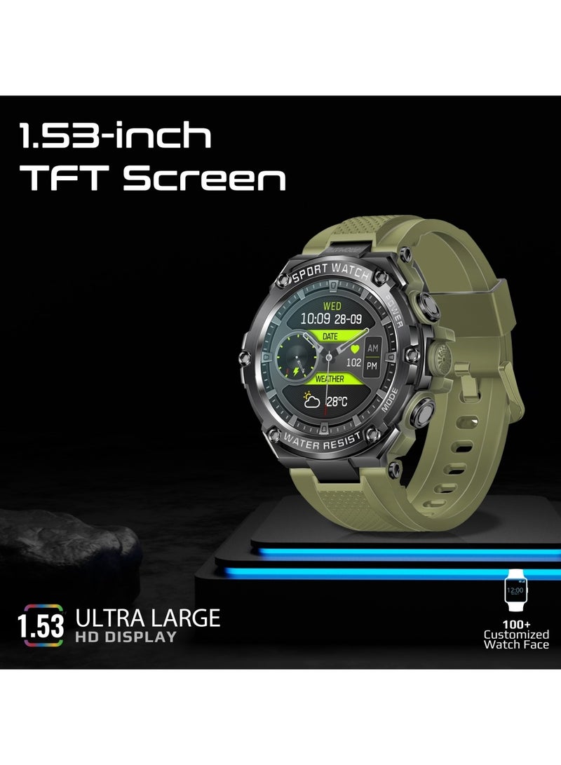 PROMATE Smart Watch, Round-Screen BT 5.1 Fitness Tracker With 1.53 Inch TFT Display, 80 Day Battery, Pentamagnetism Speaker, E-Card Quick Share And IP67 Water Resistance For iPhone 15, Galaxy S23,X Watch-R19 Midnight Green  - Image 3