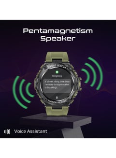 PROMATE Smart Watch, Round-Screen BT 5.1 Fitness Tracker With 1.53 Inch TFT Display, 80 Day Battery, Pentamagnetism Speaker, E-Card Quick Share And IP67 Water Resistance For iPhone 15, Galaxy S23,X Watch-R19 Midnight Green  - Image 4