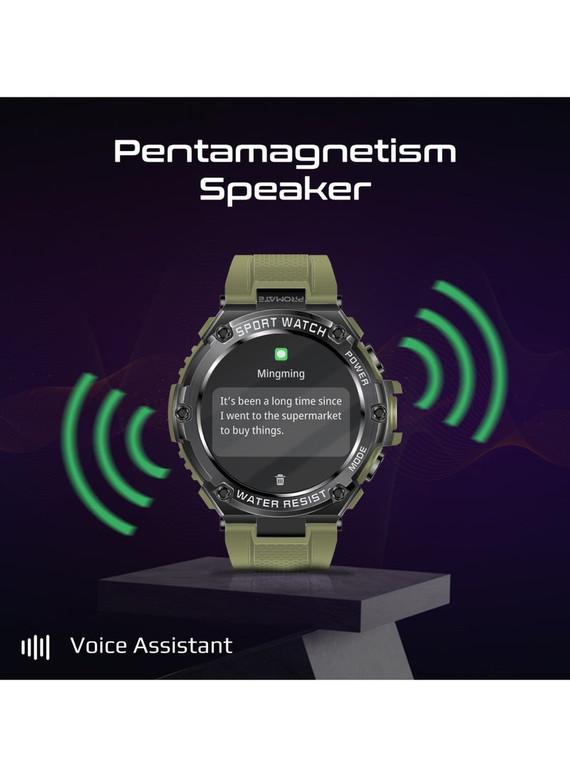 PROMATE Smart Watch, Round-Screen BT 5.1 Fitness Tracker With 1.53 Inch TFT Display, 80 Day Battery, Pentamagnetism Speaker, E-Card Quick Share And IP67 Water Resistance For iPhone 15, Galaxy S23,X Watch-R19 Midnight Green  - Image 4