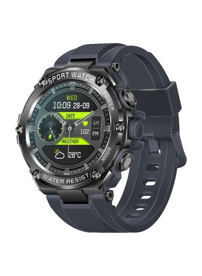 PROMATE Smart Watch, Round-Screen BT 5.1 Fitness Tracker With 1.53” TFT Display, 80 Day Battery,Pentamagnetism Speaker,E-Card Quick Share And IP67 Water Resistance For iPhone 15, Galaxy S23,XWatch-R19 Grey  - Image 1