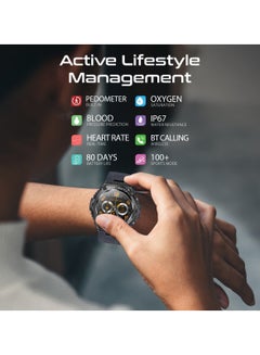 PROMATE Smart Watch, Round-Screen BT 5.1 Fitness Tracker With 1.53” TFT Display, 80 Day Battery,Pentamagnetism Speaker,E-Card Quick Share And IP67 Water Resistance For iPhone 15, Galaxy S23,XWatch-R19 Grey  - Image 2
