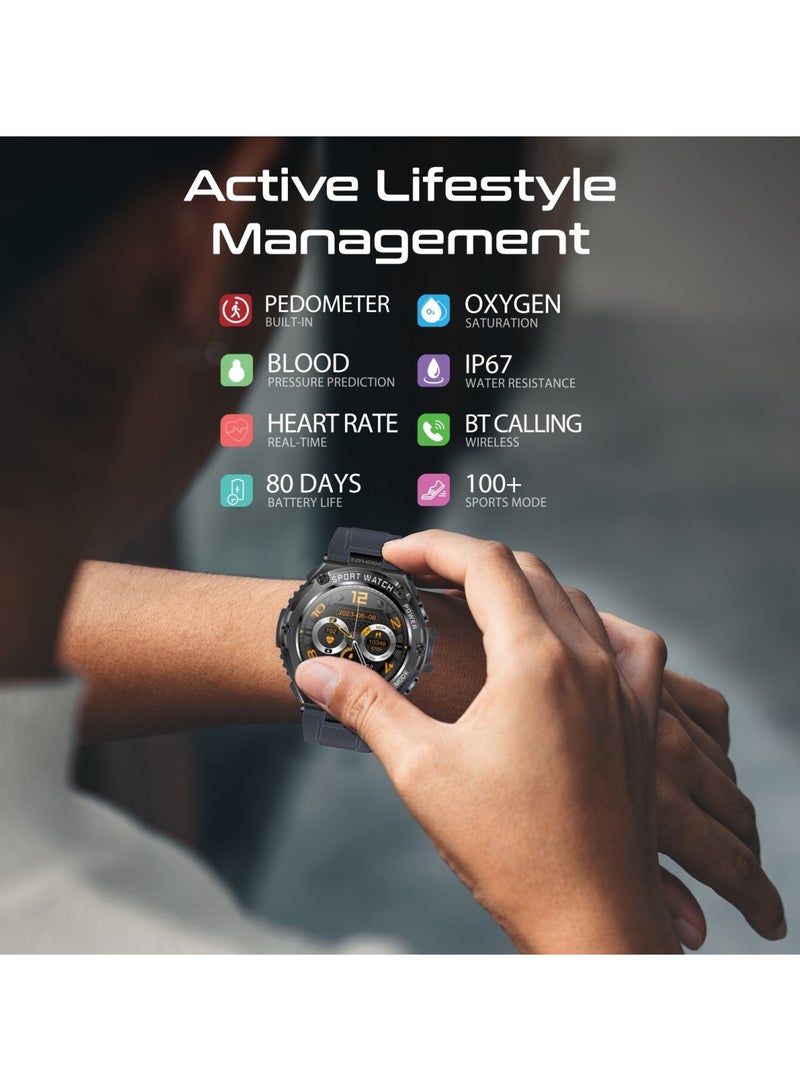 PROMATE Smart Watch, Round-Screen BT 5.1 Fitness Tracker With 1.53” TFT Display, 80 Day Battery,Pentamagnetism Speaker,E-Card Quick Share And IP67 Water Resistance For iPhone 15, Galaxy S23,XWatch-R19 Grey  - Image 2