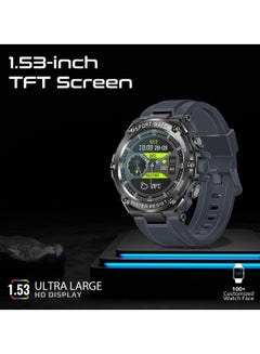 PROMATE Smart Watch, Round-Screen BT 5.1 Fitness Tracker With 1.53” TFT Display, 80 Day Battery,Pentamagnetism Speaker,E-Card Quick Share And IP67 Water Resistance For iPhone 15, Galaxy S23,XWatch-R19 Grey  - Image 3