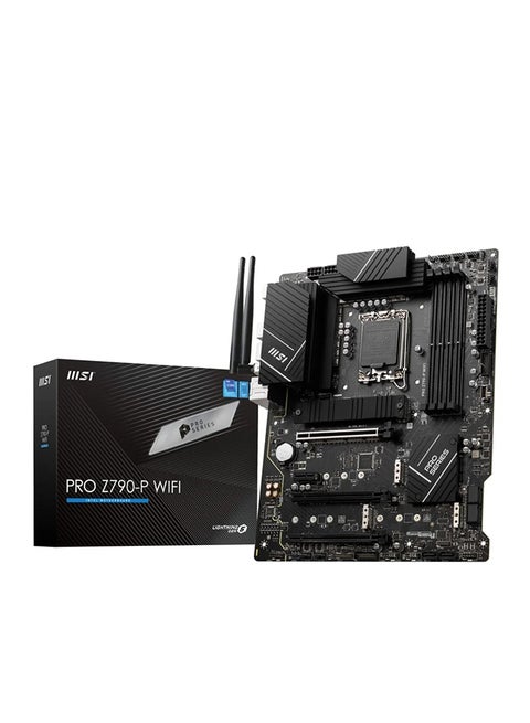 PRO Z790-P WIFI DDR5 ATX Motherboard, LGA 1700 Socket, Intel Z790 Chipset, 4x DDR5 Slots (128GB Max), Wi-Fi 6E / BT 5.2, 2.5Gbps LAN, M.2 Shield Frozr, PCIe 5.0, Lightning Gen5, 14+2 Duet Rail VRM, USB 3.2 Gen 2x2, Enhanced Audio, Multi-Layer PCB, Dual PCIe M.2 Slots, Enhanced Thermal Design | 911-7E06-010 Black