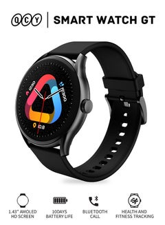QCY Watch GT Smart Watch With Retina AMOLED HD Display, Brightness Sunlight Display, Health Monitoring, 10 Days Battery and 100 + Sports Modes Smoky Black  - Image 1