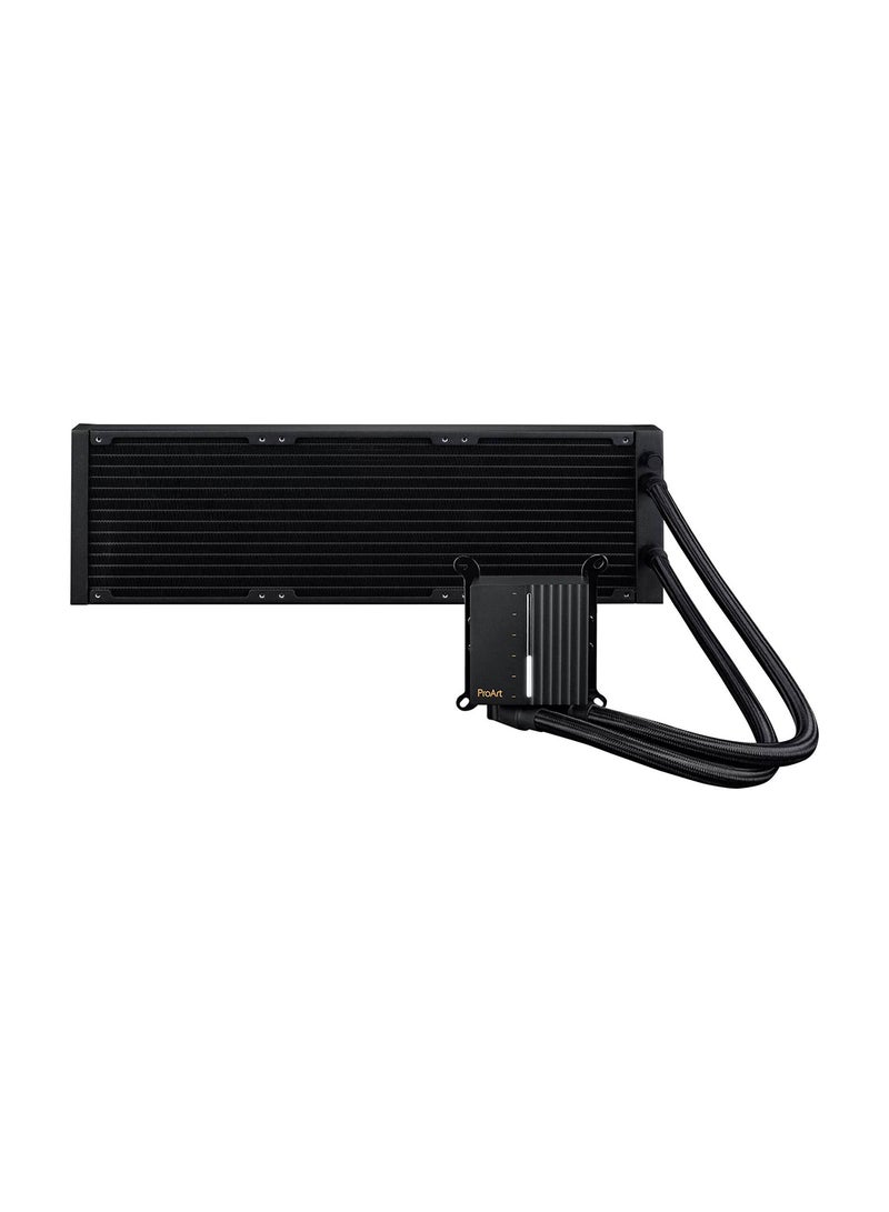 ASUS - ProArt LC 420 All-in-One CPU Water Cooler Illuminated System Status Display, 3X Noctua NF-A14 Industrial PPC-2000 PWM 140 mm Radiator Fan, 450 mm Reinforced Sleeved Hoses - 	 90RC00N0-M0UAY0 | Black - Image 1