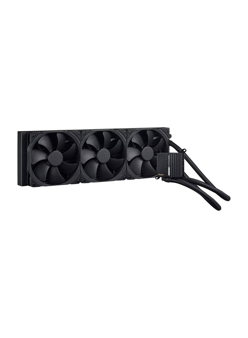 ASUS - ProArt LC 420 All-in-One CPU Water Cooler Illuminated System Status Display, 3X Noctua NF-A14 Industrial PPC-2000 PWM 140 mm Radiator Fan, 450 mm Reinforced Sleeved Hoses - 	 90RC00N0-M0UAY0 | Black - Image 1