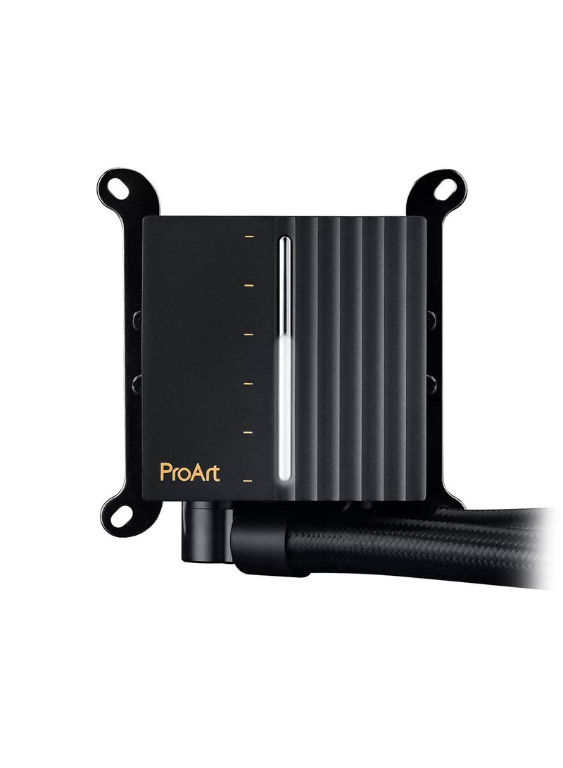 ASUS - ProArt LC 420 All-in-One CPU Water Cooler Illuminated System Status Display, 3X Noctua NF-A14 Industrial PPC-2000 PWM 140 mm Radiator Fan, 450 mm Reinforced Sleeved Hoses - 	 90RC00N0-M0UAY0 | Black - Image 1