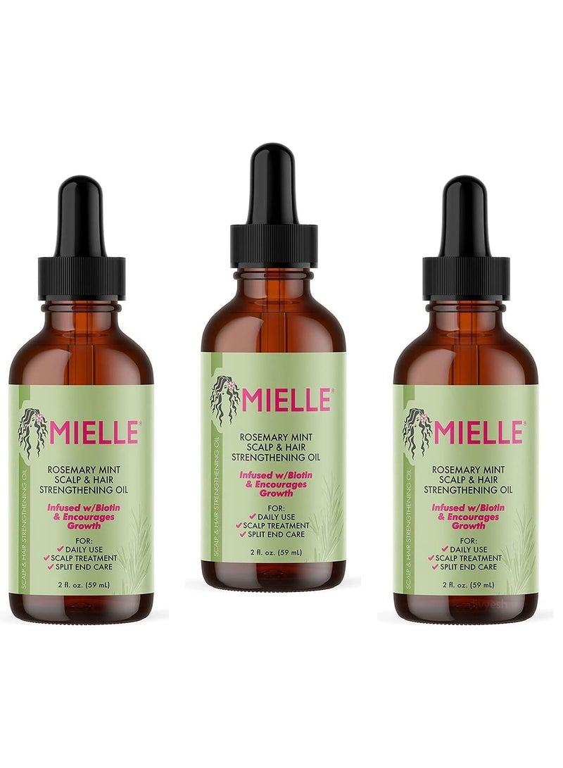 Mielle Rosemary Mint Scalp & Hair Strengthening Oil Healthy Hair Growth 59ml (Pack of 3) 59ml - Image 1