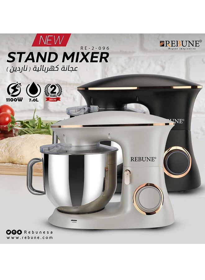 REBUNE - Electric Mixer With 6 Speed Levels Of Whipping, Kneading And Mixing 1100 W RE-2-096B Black - Image 1