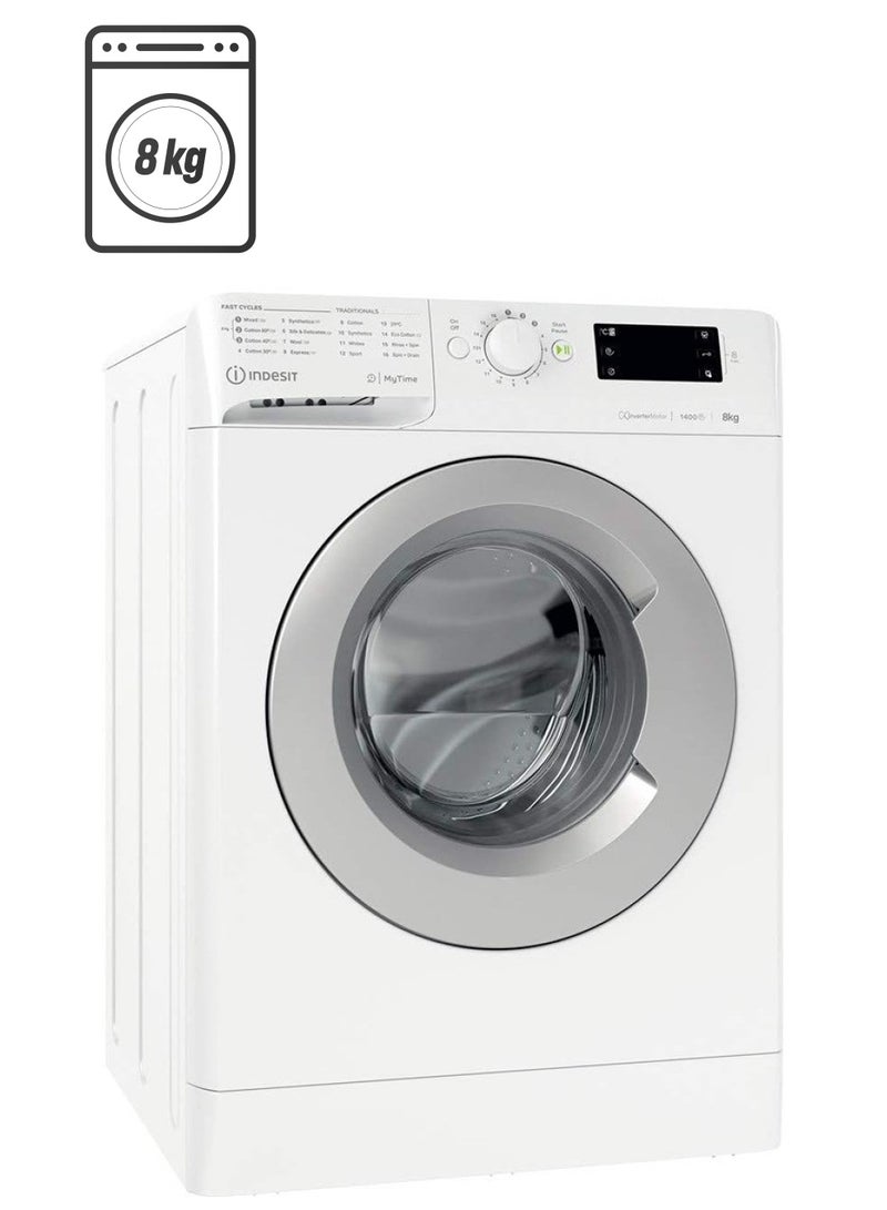 INDESIT - Mytime 8Kg Front Load Washing Machine 1400 RPM, Inverter Motor, 16 Washing Programs, Big Digit Display, Child Lock, Made in Poland- 8 kg MTWE-81483WSGCC White - Image 1