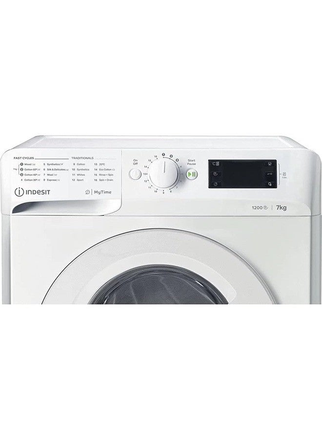 إندست غسالة ملابس إنديست ماي تايم 7 كجم تحميل أمامي 1200 دورة في الدقيقة، 16 برنامج غسيل، شاشة رقمية كبيرة، قفل للأطفال، صنع في بولندا - Image 5