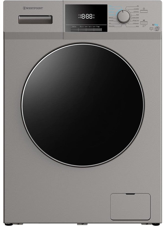 ويست بوينت Washer Dryer 8/5 Kg, Fully Automatic Front Load Combo Wash & Dry, 8 Kg Wash & 5 Kg Dry, 1400 RPM, 12 Wash Programs, Quick Wash in 15min & 4 Drying Programs 8.5 kg WDMT-81420ES Silver  - Image 1