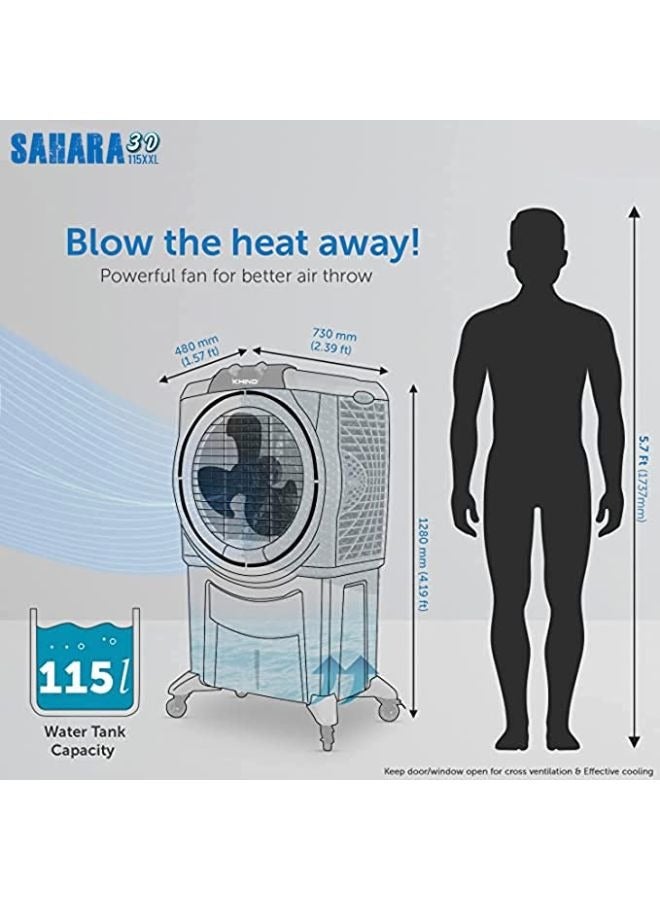 KHIND Sahara 3D Air Coolers For Home with Honeycomb Pads, Low Power Consumption 115 L 115XXL Sahara 3D Grey  - Image 4