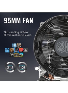 COOLER MASTER Hyper T20 Compact CPU Air Cooler, 95mm Fan, Dual Copper Heat Pipe, Direct Contact – AMD Ryzen AMD5 / AM4 / AM3+, Intel LGA 1700/1200 / 1151  - Image 4