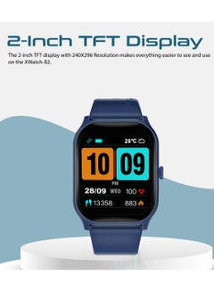PROMATE Smart Watch, Premium Bluetooth 5.2 Fitness Tracker With 2-Inch TFT Display, 15-Day Battery Life, 123+ Sports Modes, 200 Watch Faces And IP67 Water Resistance For iPhone 14, Galaxy S23, XWatch-B2 Blue  - Image 4