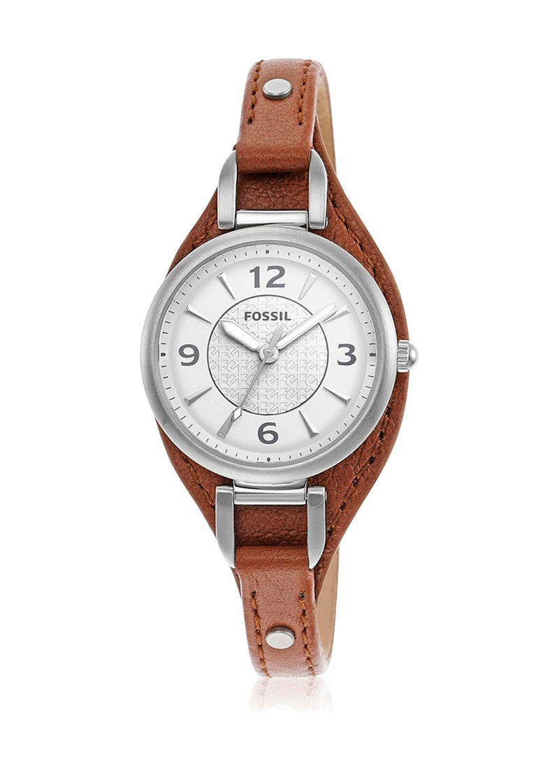 FOSSIL Women's Analog Round Shape Leather Wrist Watch ES5214 - 28 Mm  - Image 1