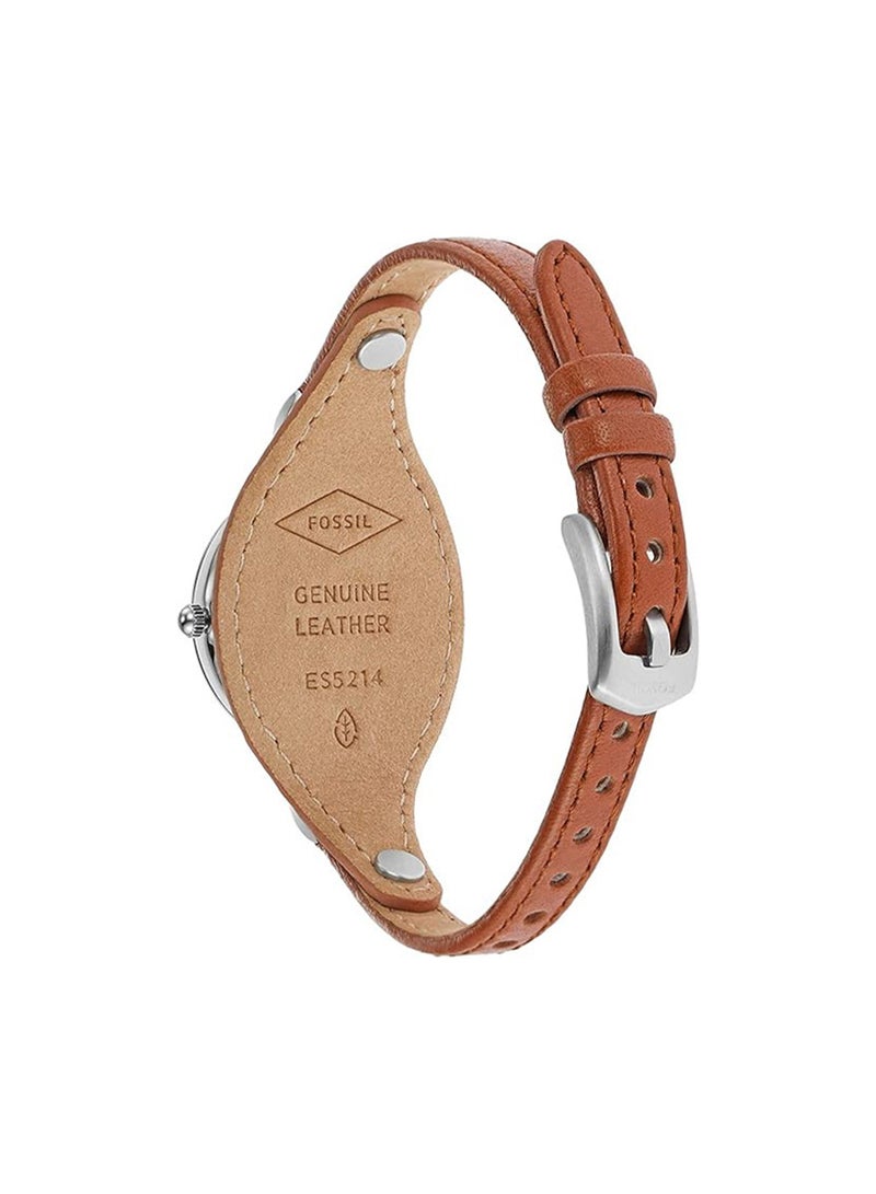 FOSSIL Women's Analog Round Shape Leather Wrist Watch ES5214 - 28 Mm  - Image 4