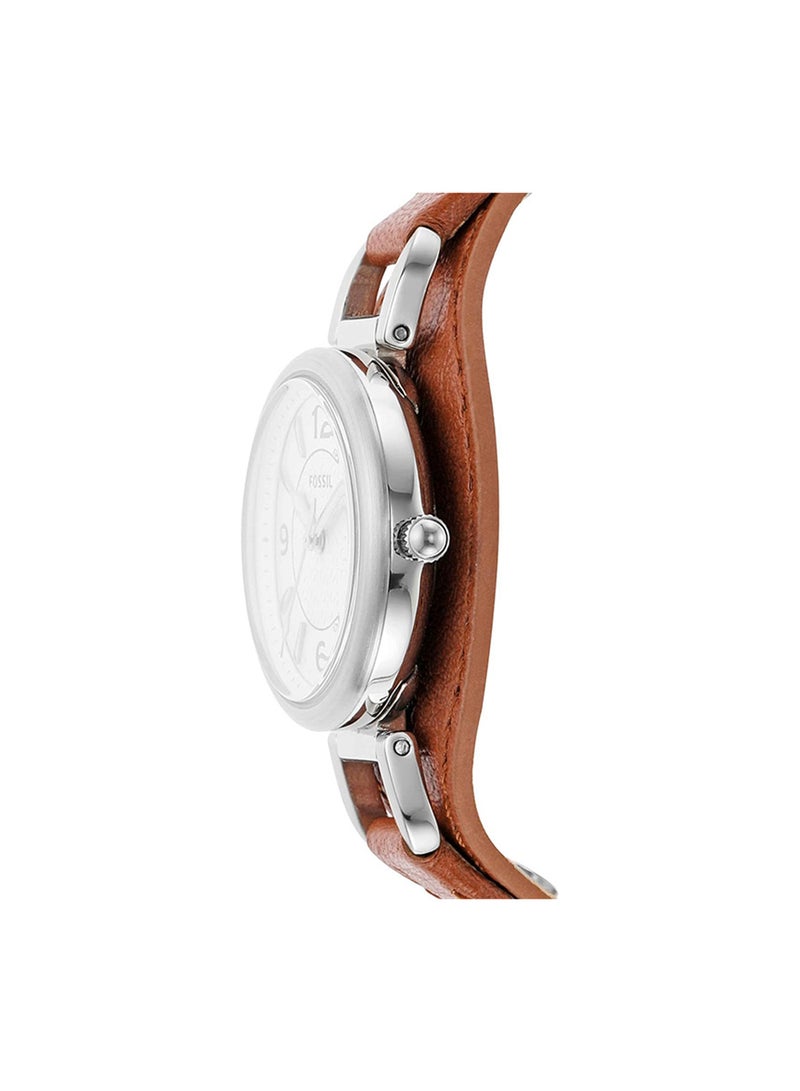 FOSSIL Women's Analog Round Shape Leather Wrist Watch ES5214 - 28 Mm  - Image 2