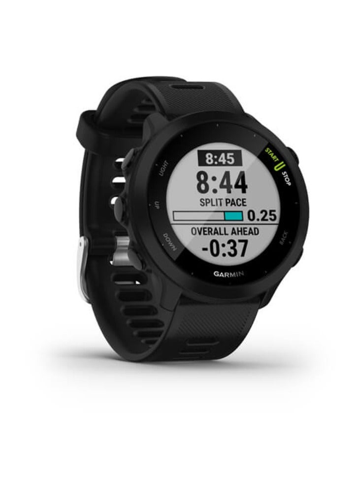 GARMIN Forerunner 55 - 42MM - Up To 14 Days Battery Life - 1.04"inch Sunlight-Visible Display, Scratch Resistant, Chemically Strengthened Glass, Heart Rate Monitor, All Day Stress Monitor, Advanced GPS and Running Features, Built-in GNSS and Sports App, iOS and Android Compatible Black - Image 4