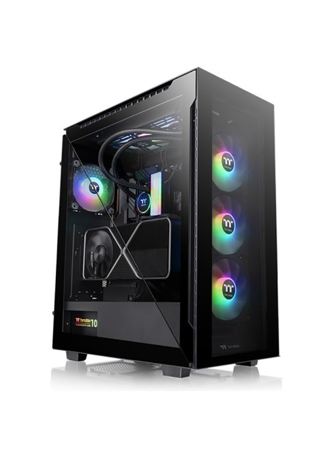 Divider 500 TG ARGB Mid-Tower ATX Gaming Case, 4mm Tempered Glass Panels (Front, Top, Left, Right), 3x 120mm 5V ARGB Fans Pre-Installed, USB 3.2 Gen 2 Type-C, Vertical GPU Support, Modular Design, Tool-Free Drive Bays, Liquid Cooling Ready, CA-1T4-00M1WN-01 Black