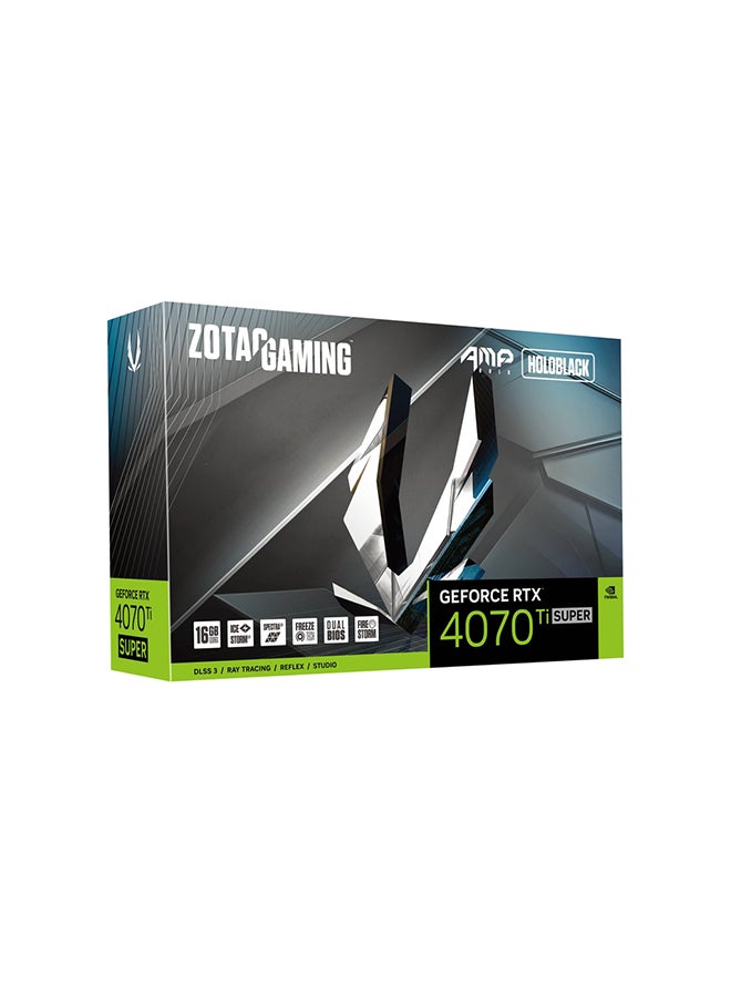 ZOTAC - Gaming GeForce RTX 4070 Ti SUPER AMP HOLO Black Edition Graphics Card, 16GB GDDR6X 256-Bit Memory, 8448 CUDA Cores, 21 Gbps Memory Speed, 2640 MHz Boost Clock, PCI-E 4.0 x16 | ZT-D40730F-10P Black - Image 1