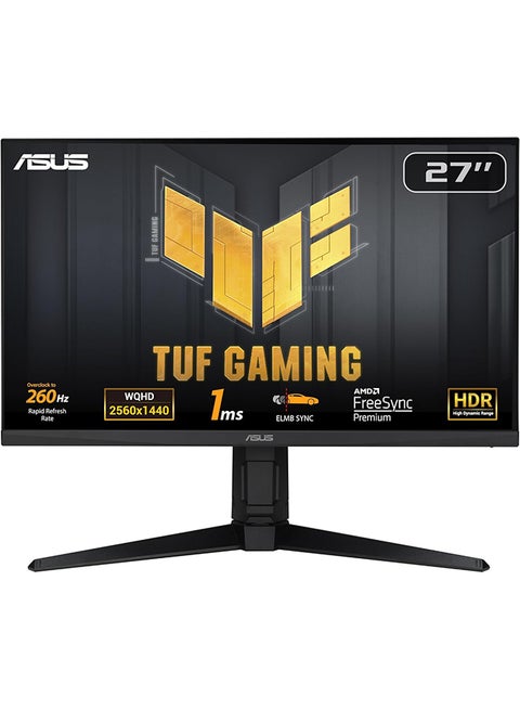 TUF Gaming VG27AQML1A 27" QHD IPS Gaming Monitor, 260Hz OC / 1ms, ELMB Sync & Freesync Premium, DisplayHDR 400, 100% sRGB, 2Wx2 Speakers, DP / HDMI / USB 3.2 / PC Audio, Black 90LM05Z0-B07370 Black