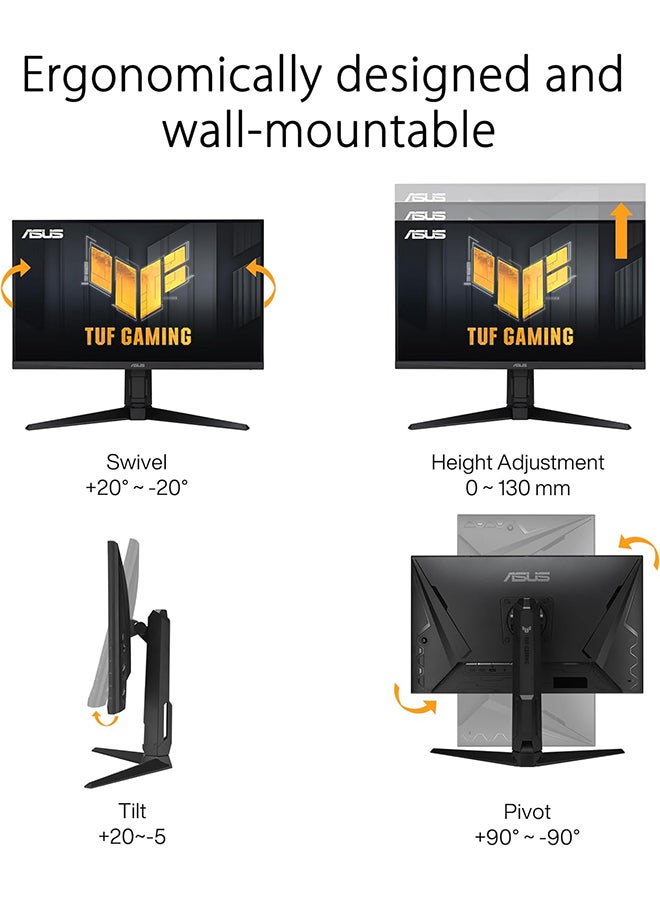 ASUS - TUF Gaming VG27AQML1A 27" QHD IPS Gaming Monitor, 260Hz OC / 1ms, ELMB Sync & Freesync Premium, DisplayHDR 400, 100% sRGB, 2Wx2 Speakers, DP / HDMI / USB 3.2 / PC Audio, Black 90LM05Z0-B07370 Black - Image 1