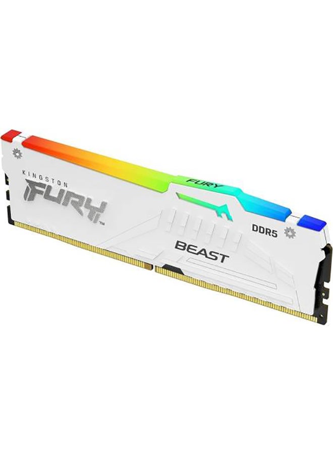 كينغستون Fury Beast RGB 32GB (16GB x2) DDR5 مجموعة ذاكرة سطح المكتب، سرعة الذاكرة 5600MT/s، زمن الاستجابة CL40 CAS، Non-ECC، Intel XMP 3.0، 1.25 فولت، 288 دبوس، أبيض - Image 4