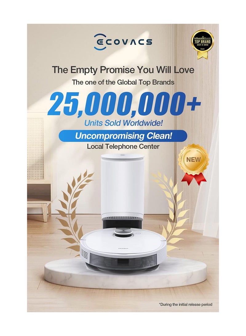 Robot Vacuum Cleaner And Mop, Powerful 3000Pa Suction, Up To 260 Minutes Runtime, dToF Navigation, Multi-Floor Mapping 4300 W DEEBOT N10 PLUS White