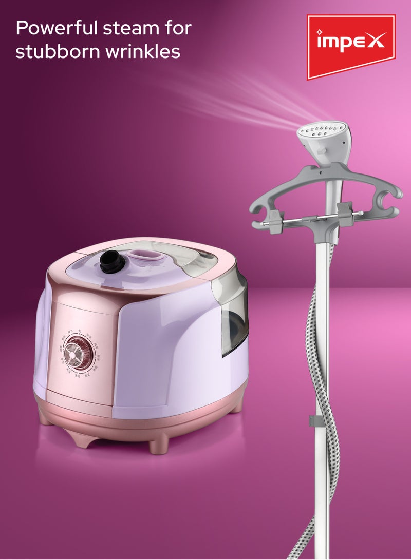 Impex - Steamer for Clothes, Powerful Standing Garment Steamer,2.3 Liter Water Tank For 70 Mins Continuous Steaming,38sec Fast Heat-up, Perfect for Commercial & Household 2.3 L 1950 W GSM 6013 Multicolour - Image 1