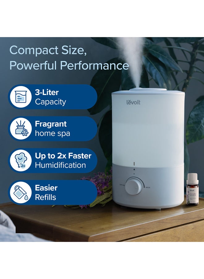 LEVOIT 3L Humidifiers for Bedroom Baby Room with Night Light, Cool Mist Humidifier for Home, Office & Plant, Auto-Off, Up to 25H for 27 ㎡, Quiet Operation with 360° Rotation Nozzle- 2 Filter Sponge LUH-D302-WAE White  - Image 2