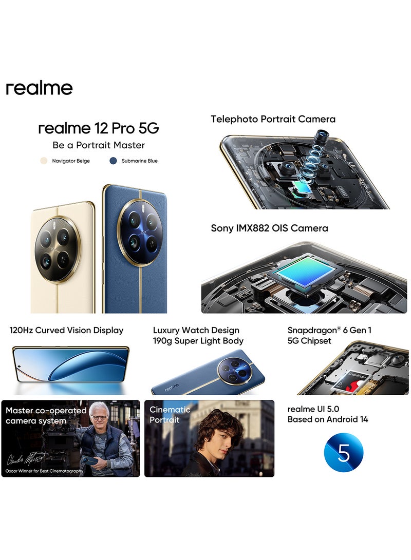 realme - 12 Pro 5G Dual SIM Submarine Blue 12GB RAM 512GB  - Middle East Version - Image 1