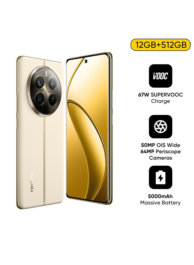 ريل مي - هاتف 12 Pro+ 5G ثنائي الشريحة، لون بيج، ذاكرة وصول عشوائي (RAM) سعة 12 جيجابايت، سعة 512 جيجابايت - إصدار الشرق الأوسط - Image 1