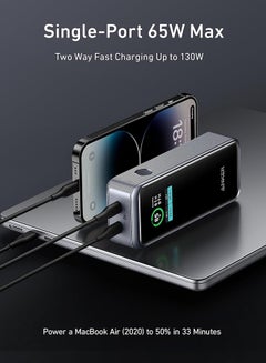 Anker 12000 mAh Prime Power Bank With 2-Port Portable Charger 130W And Smart Digital Display Black  - Image 2