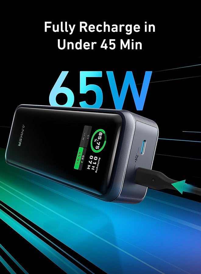 Anker - 12000 mAh Prime Power Bank, 12,000mAh 2-Port Portable Charger with 130W Output, Smart Digital Display, Compatible with MacBook Pro/Air, iPhone 16/15/14 Series, Samsung, Huaiwei, Dell, Xiaomi, Vivo, Oppo Black - Image 1