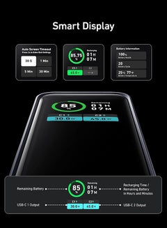 Anker 12000 mAh Prime Power Bank With 2-Port Portable Charger 130W And Smart Digital Display Black  - Image 5