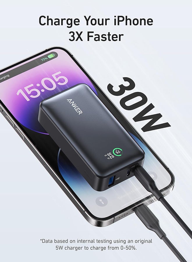 Anker - 10000 mAh 533 Power Bank PowerCore IQ 3.0 Portable Charger With PD 30W Black - Image 1