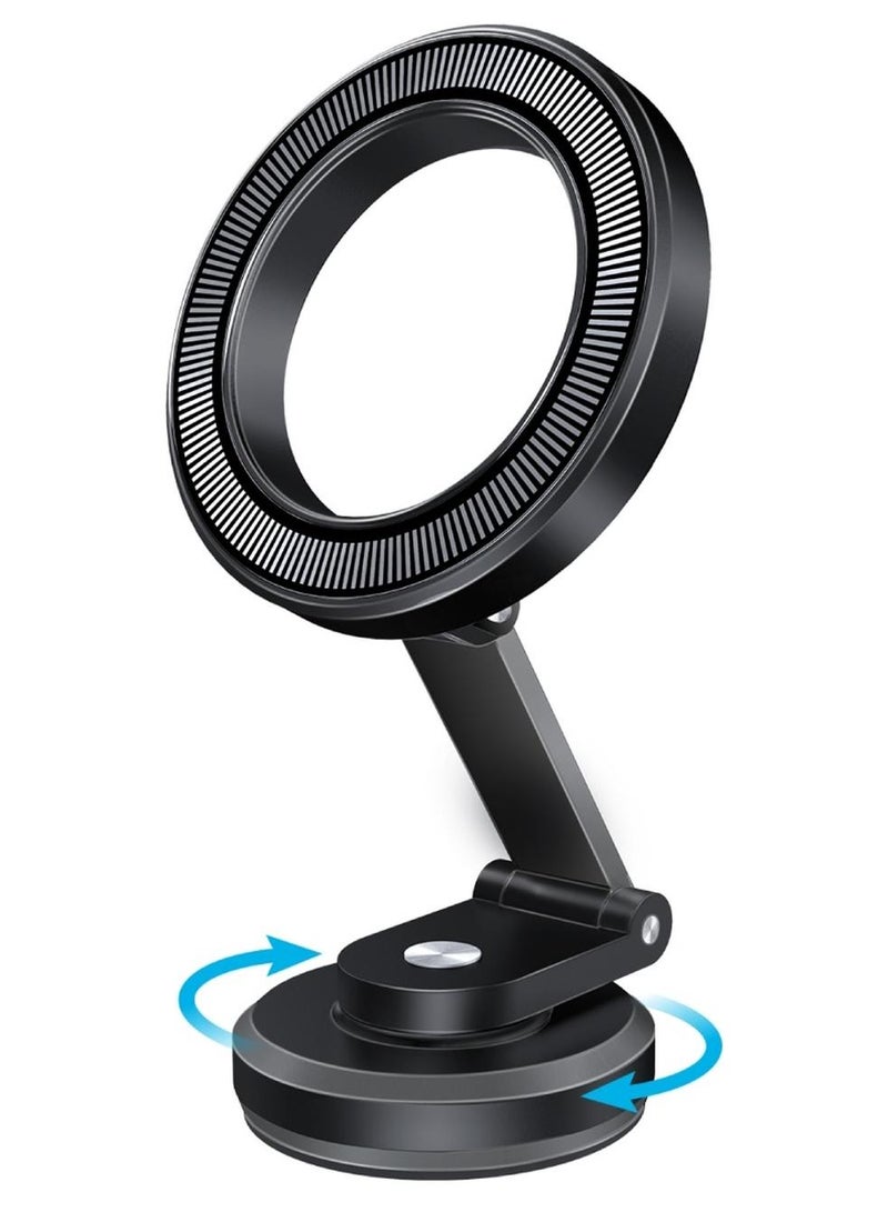 PROMATE Car Phone Mount, MagGrip Ultra-Compact Foldable Mount Holder With 360 Degree Cradle-Free Design, N52 Powerful Magnet And Slip-Proof Surface, MagHoop-HG Black - Image 1