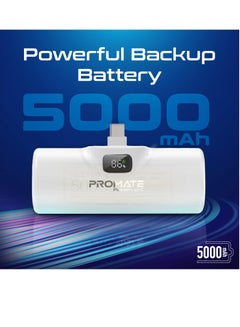 بروميت باور بانك بروميت بقدرة 5000 مللي أمبير في الساعة مع موصل USB-C مدمج، وشحن سريع كبسولة صغيرة متميزة بقدرة 5000 مللي أمبير في الساعة، وتوصيل طاقة USB-C بقدرة 20 وات، وشاشة LED ومسند قابل للطي، PowerUp-C أبيض  - Image 4