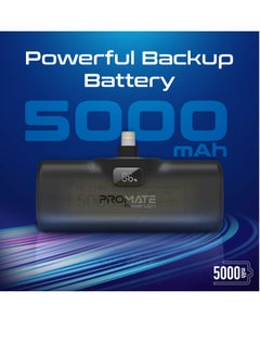 PROMATE 5000 mAh 5000 mAh Power Bank with Built-In Lightning Connector, Premium Mini Capsule Fast Charging, 20W USB-C Power Delivery, LED Display and Foldable Kickstand, PowerUp-i Black  - Image 4
